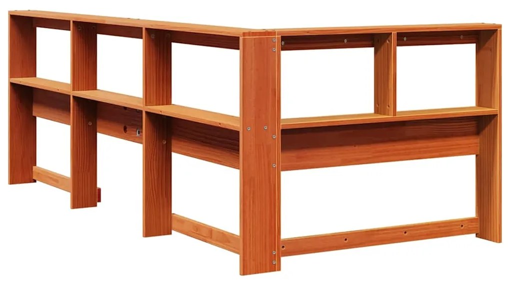 Estante cabeceira forma de L 80 cm pinho maciço castanho-mel