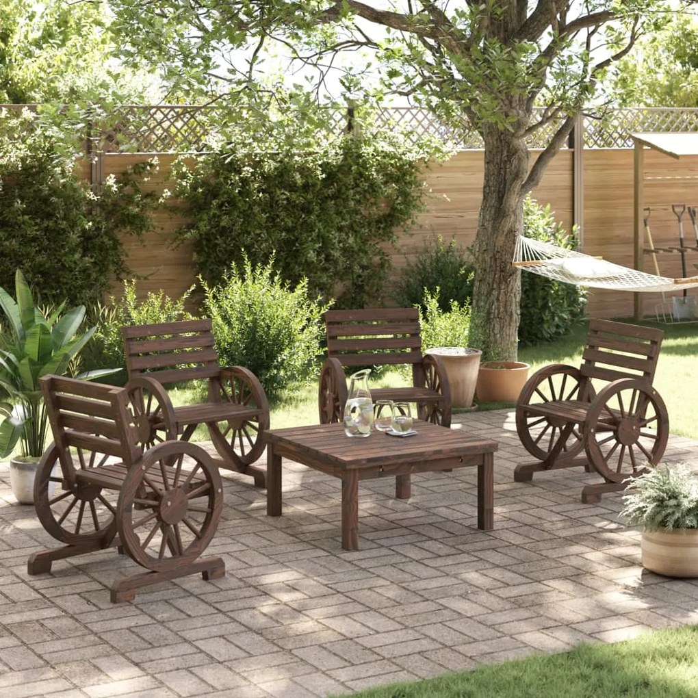 Cadeiras de jardim 4 pcs madeira de abeto maciça