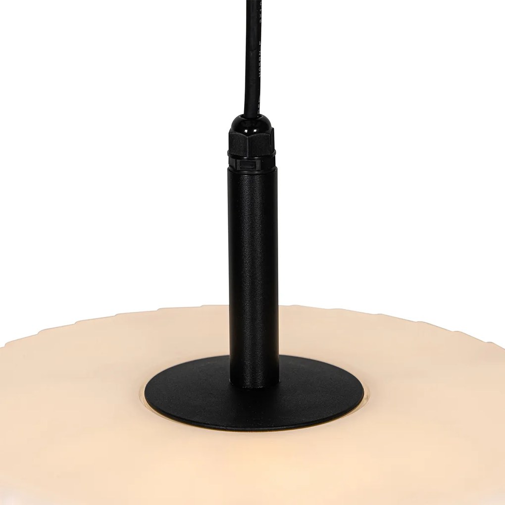 Candeeiro de suspensão exterior moderno preto com cúpula branca 45,6 cm IP44 - Robbert Moderno