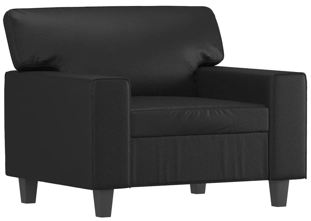 Poltrona com apoio de pés couro artificial 60 cm preto