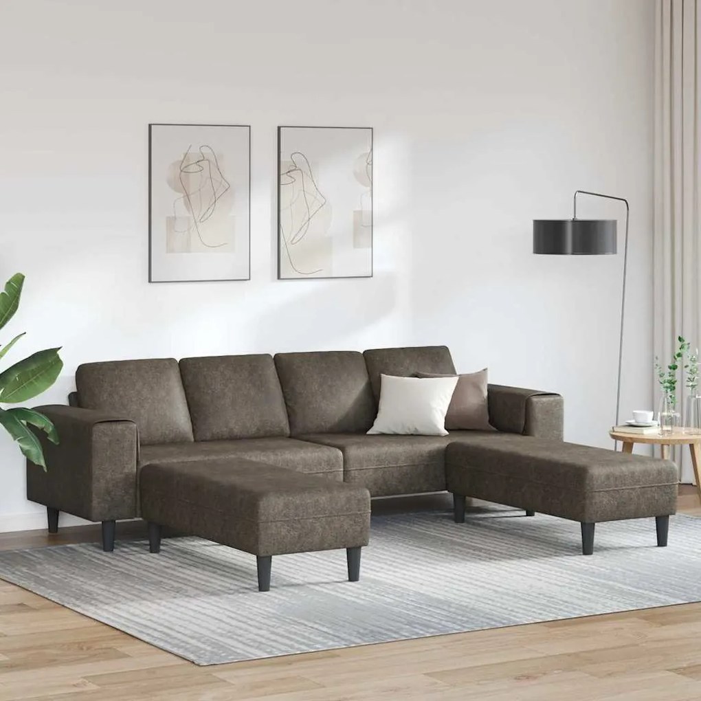 vidaXL Conjunto de Sofás 3 pcs Cinzento escuro Couro camurça sintético