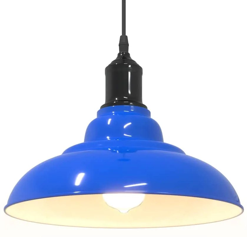 Candeeiro suspenso regulável altura E27 azul escuro Ø31cm