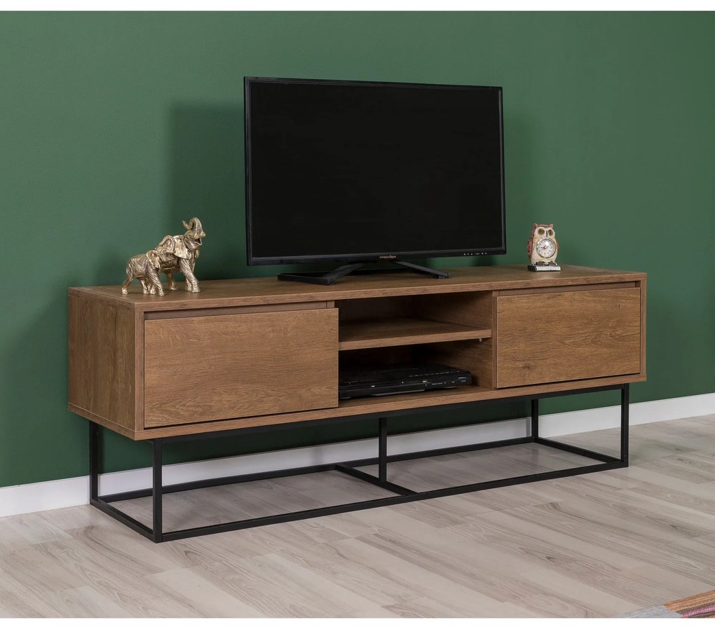 Conjunto de Mobiliário de Sala Laxus – Nogueira/Preto – 90x39x40 cm