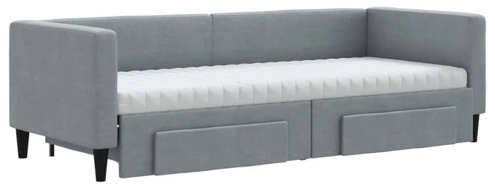 Sofá-cama c/ gavetão e gavetas 80x200 cm tecido cinzento-claro