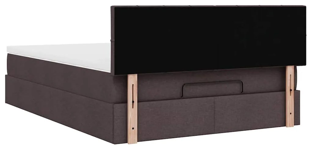 Estrutura cama otomana colchão 140x200cm tecido castanho escuro
