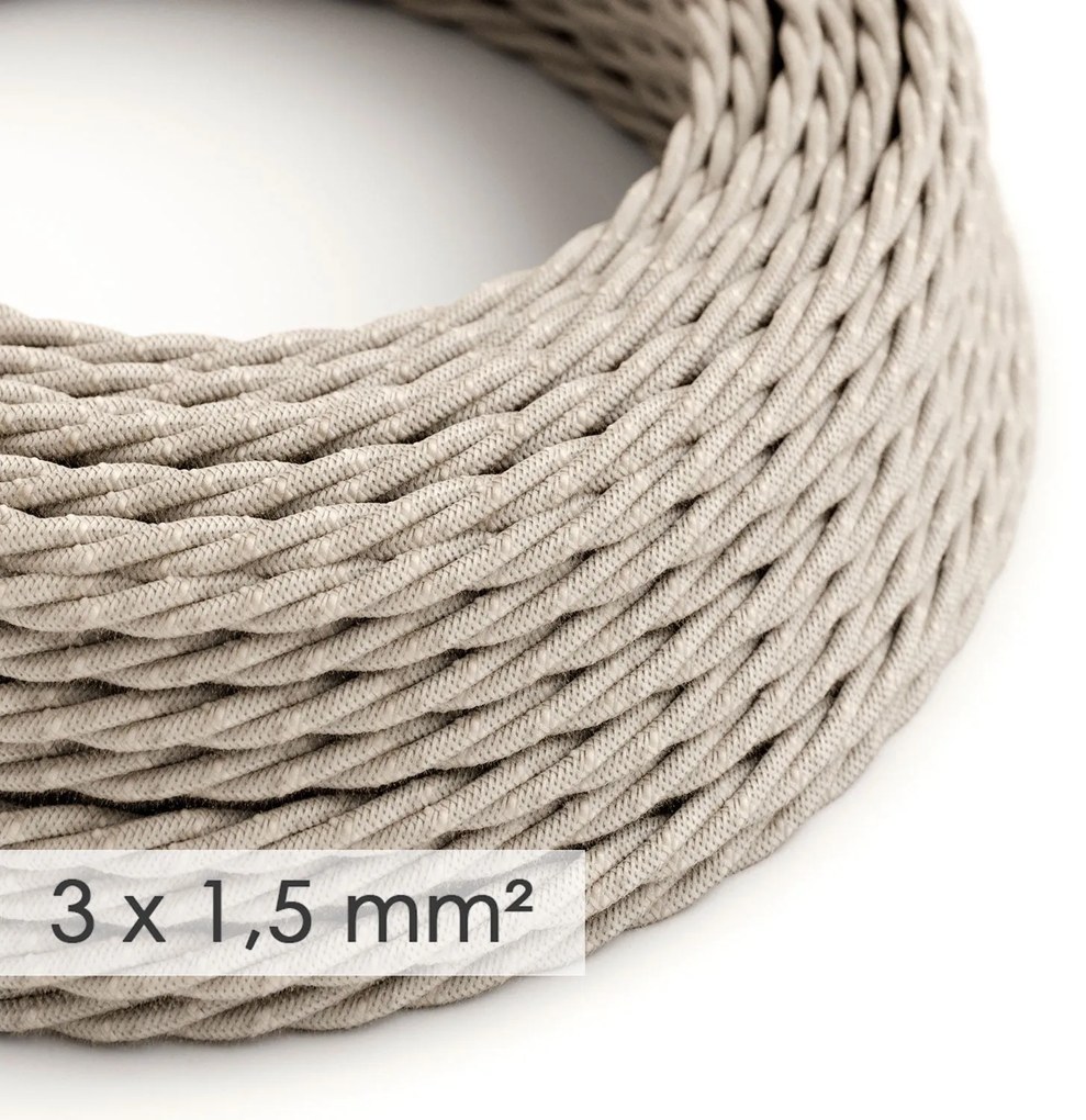 Cabo elétrico de seção grande 3x1,50 trançado - Linho Natural Neutro TN01