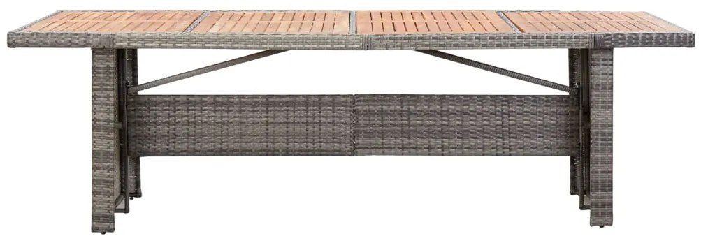 9 pcs conjunto jantar exterior c/ almofadões vime PE cinzento