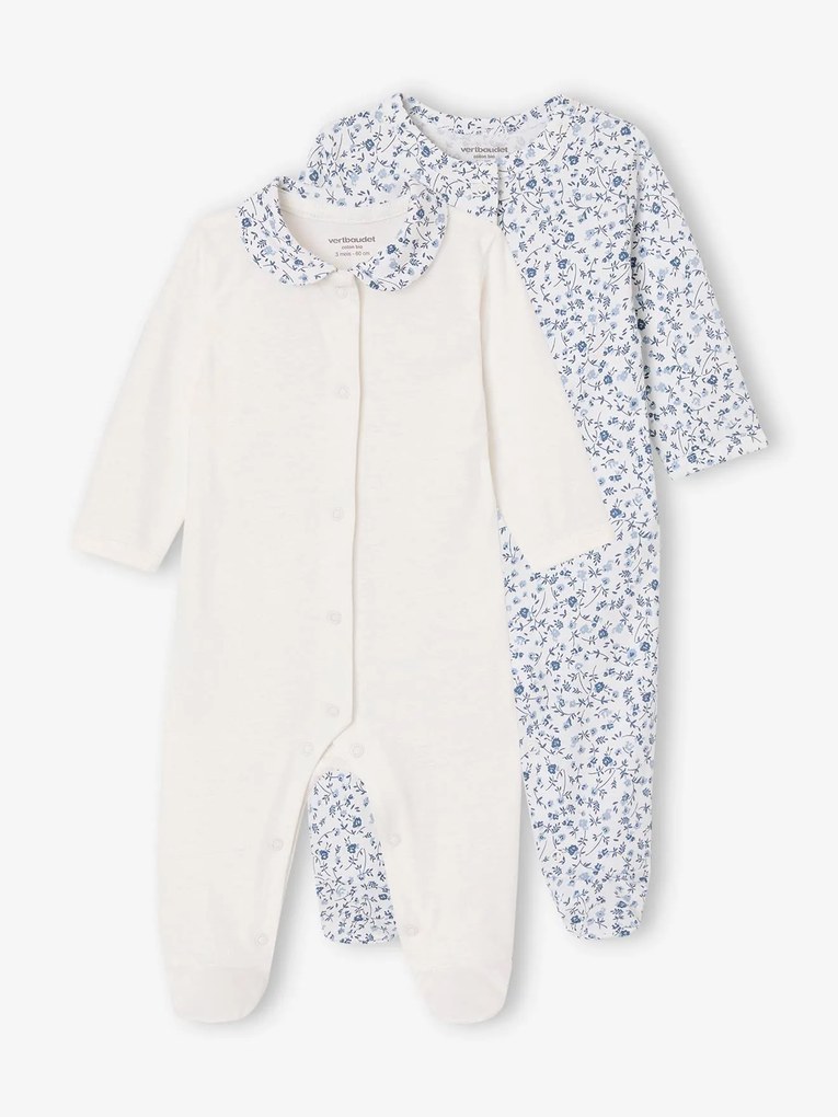 Lote de 2 pijamas às flores azul