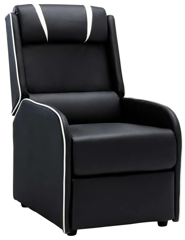 Cadeira reclinável couro artificial preto e branco