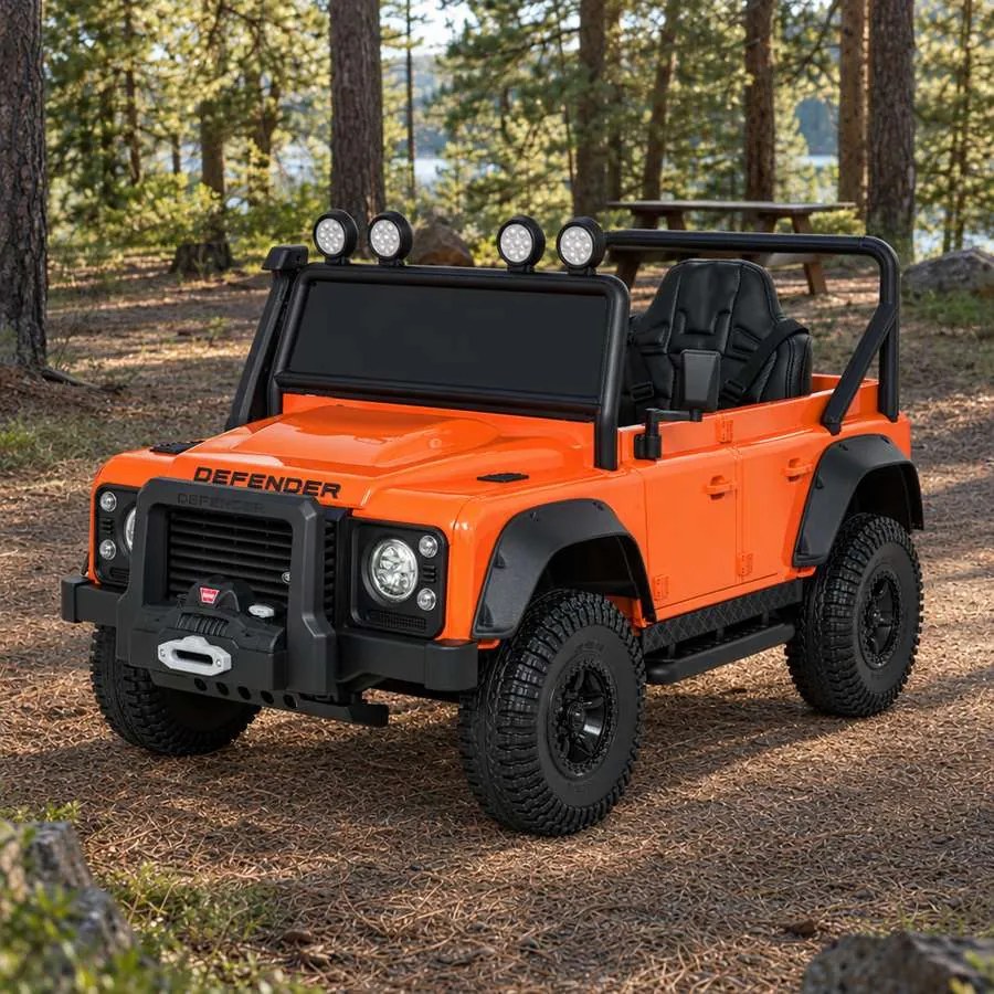 Jipe elétrico para Crianças 24V Land Rover Defender 110 SVX Concept Rodas Espuma EVA, Assento couro ecológico Laranja