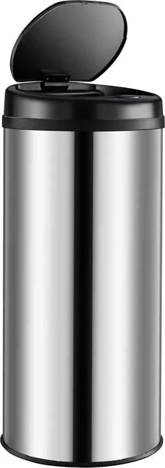Caixote do lixo em aço inoxidável com sensor e até 40 L, Ø30 x 69 cm Prateado