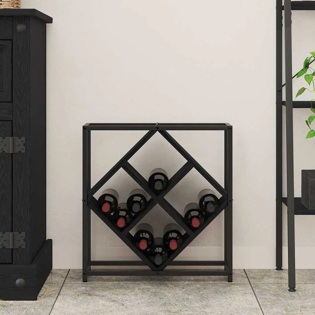Rack de Vinho Carvalho Preto 51x18x52,5 cm Madeira Compensada