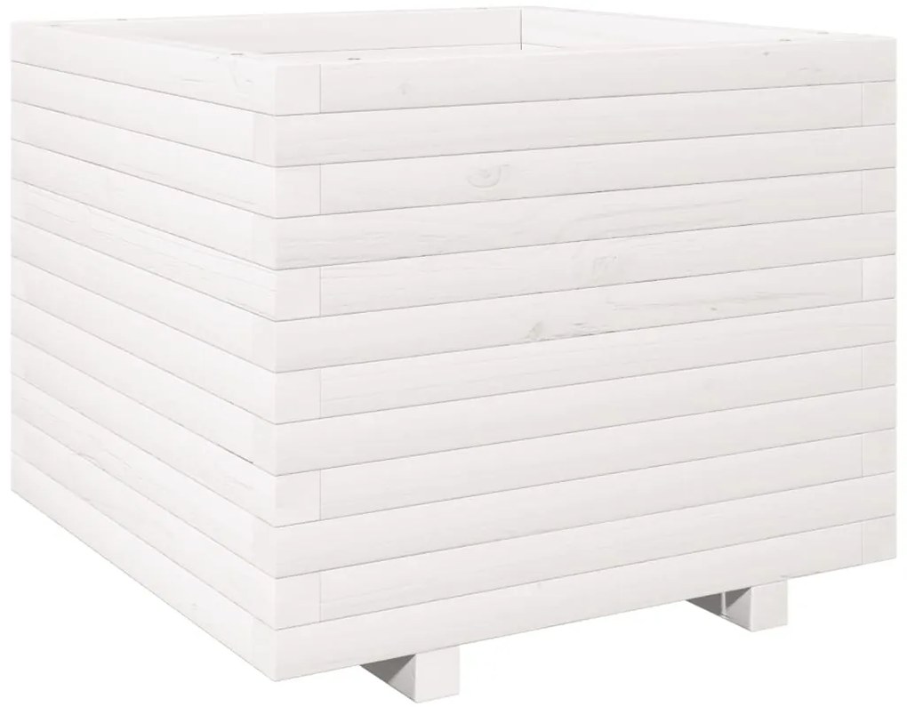 Vaso/floreira de jardim 60x60x49,5 cm pinho maciço branco