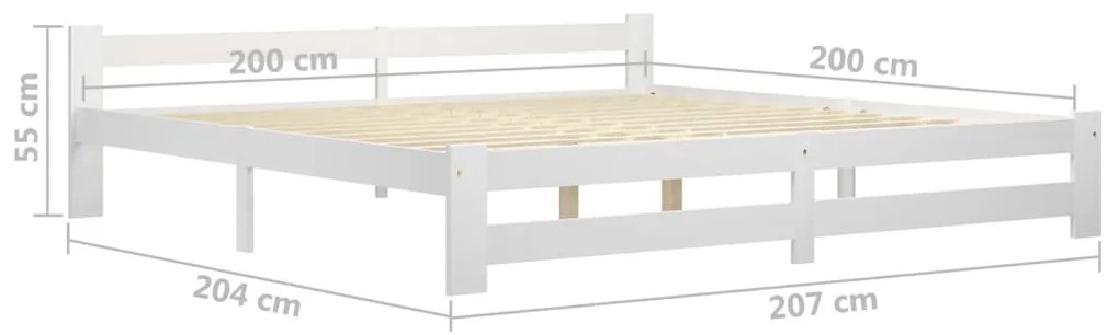 Estrutura de cama 200x200 cm pinho maciço branco