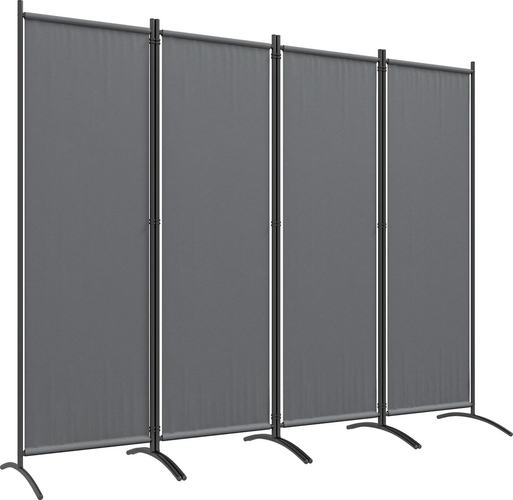 Outsunny Biombo Separador de Ambientes de 4 Painéis Biombo Dobrável 221x172 cm com Pés Largos para Terraço Pátio Jardim Cinza Escuro | Aosom Portugal