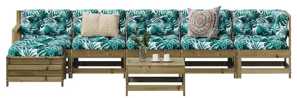 vidaXL 7 pcs conjunto lounge de jardim madeira de pinho impregnada