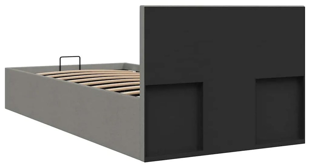 Cama hidráulica c/ arrumação 100x200cm tecido cinza-claro