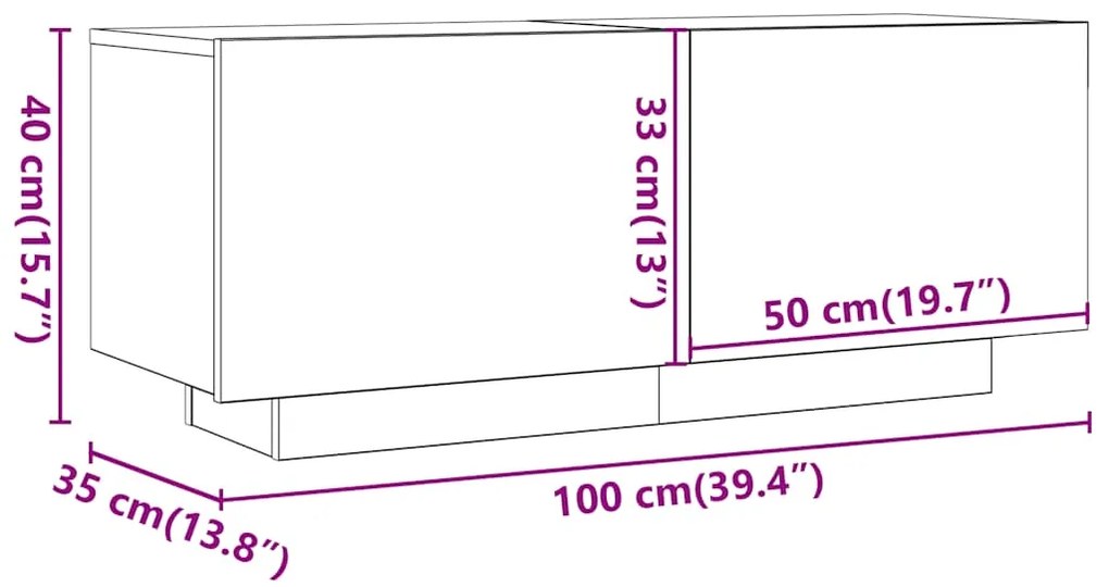 Móvel de TV 100x35x40 cm derivados de madeira cinzento sonoma