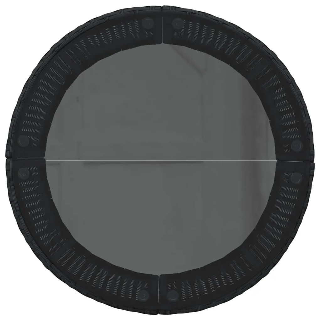 Sofá de jardim com mesa e almofadões semicircular vime PE preto