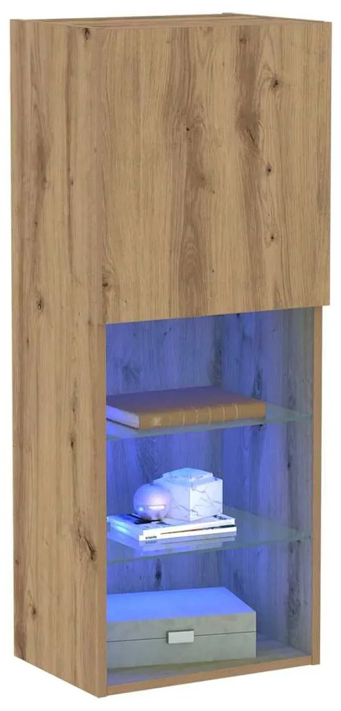 Estante para TV vidaXL com Luzes LED Carvalho Artesanal 40,5x30x102 cm