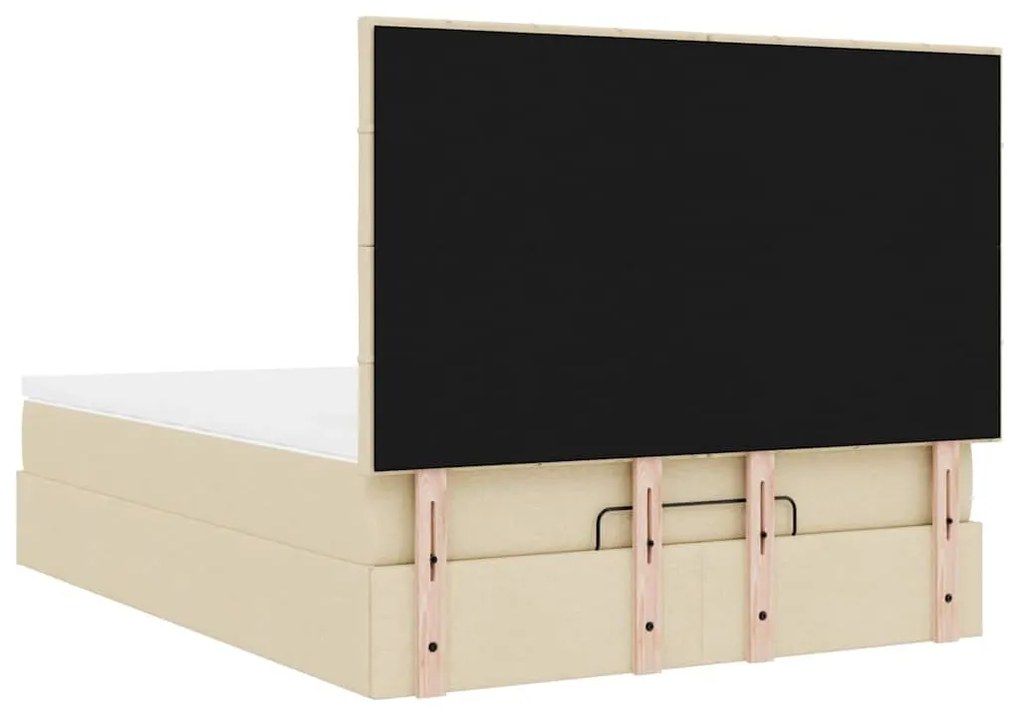 Estrutura de cama otomana com colchão tecido creme 140x200cm