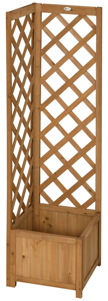 Outsunny Floreira com Treliça de Madeira Caixa de Plantio com Suporte para Plantas Trepadeiras 40x40x145cm Madeira | Aosom Portugal