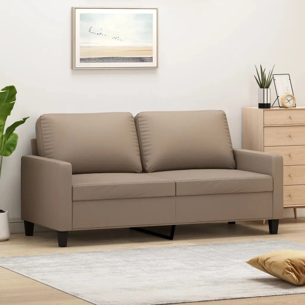 vidaXL Sofá de 2 lugares 140 cm couro artificial cor cappuccino