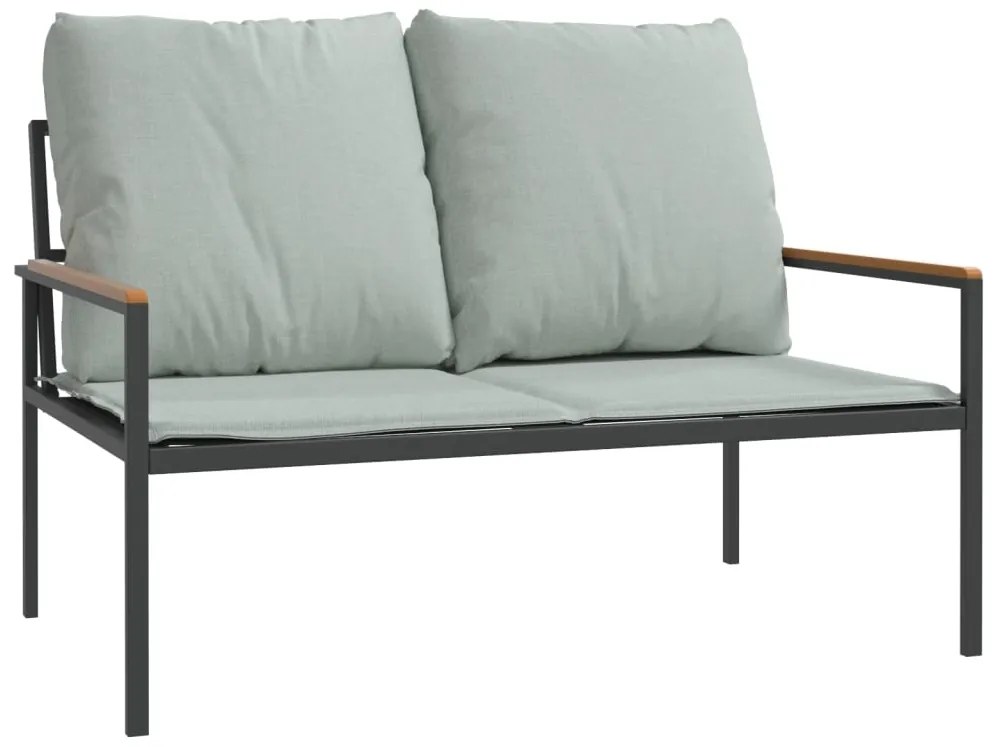 3 pcs conjunto lounge de jardim com almofadões aço antracite