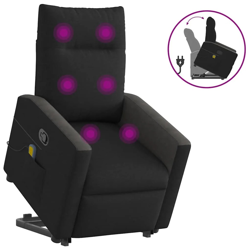 Poltrona de massagens reclinável elevatória tecido preto