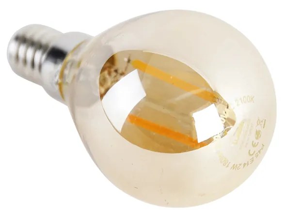 Conjunto de 4 Lâmpadas LED E14 P45 Dourado 2W 180lm 2100K