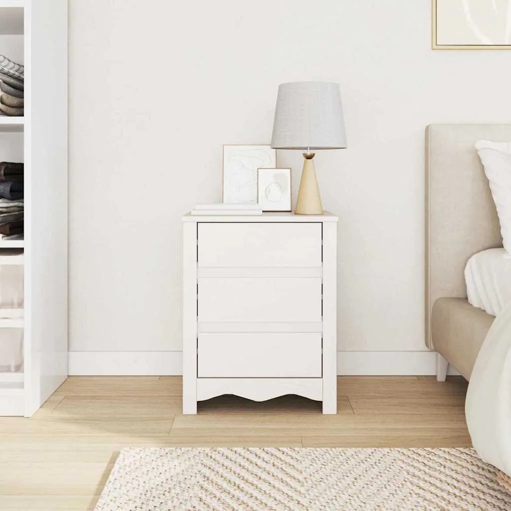 Criado-mudo vidaXL "DRAMMEN" Branco 45x35x56 cm Madeira Sólida de Pinh