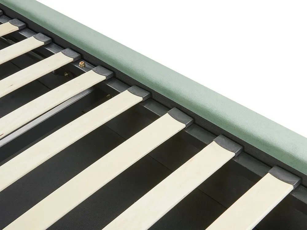 Cama de casal com arrumação em veludo verde menta 180 x 200 cm BAJONNA Beliani