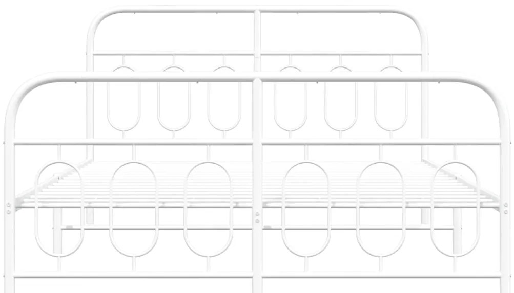 Estrutura de cama com cabeceira e pés 140x200 cm metal branco