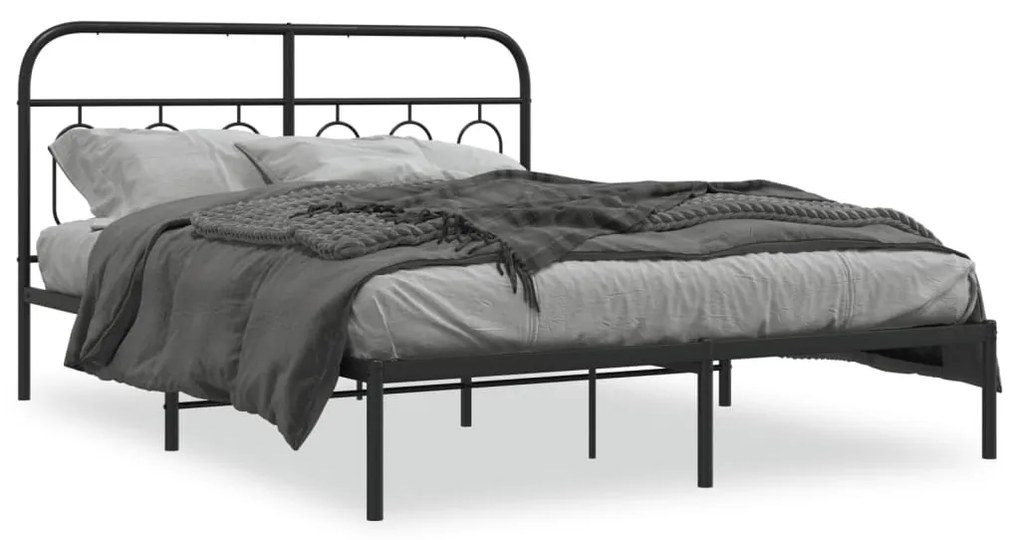 Estrutura de cama com cabeceira 140x190 cm metal preto