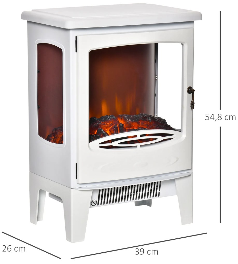 Lareira Elétrica 900W/1800W com Temperatura Ajustável e Proteção Sobreaquecimento para 20-25 ㎡ 39x26x54,8 cm Branco