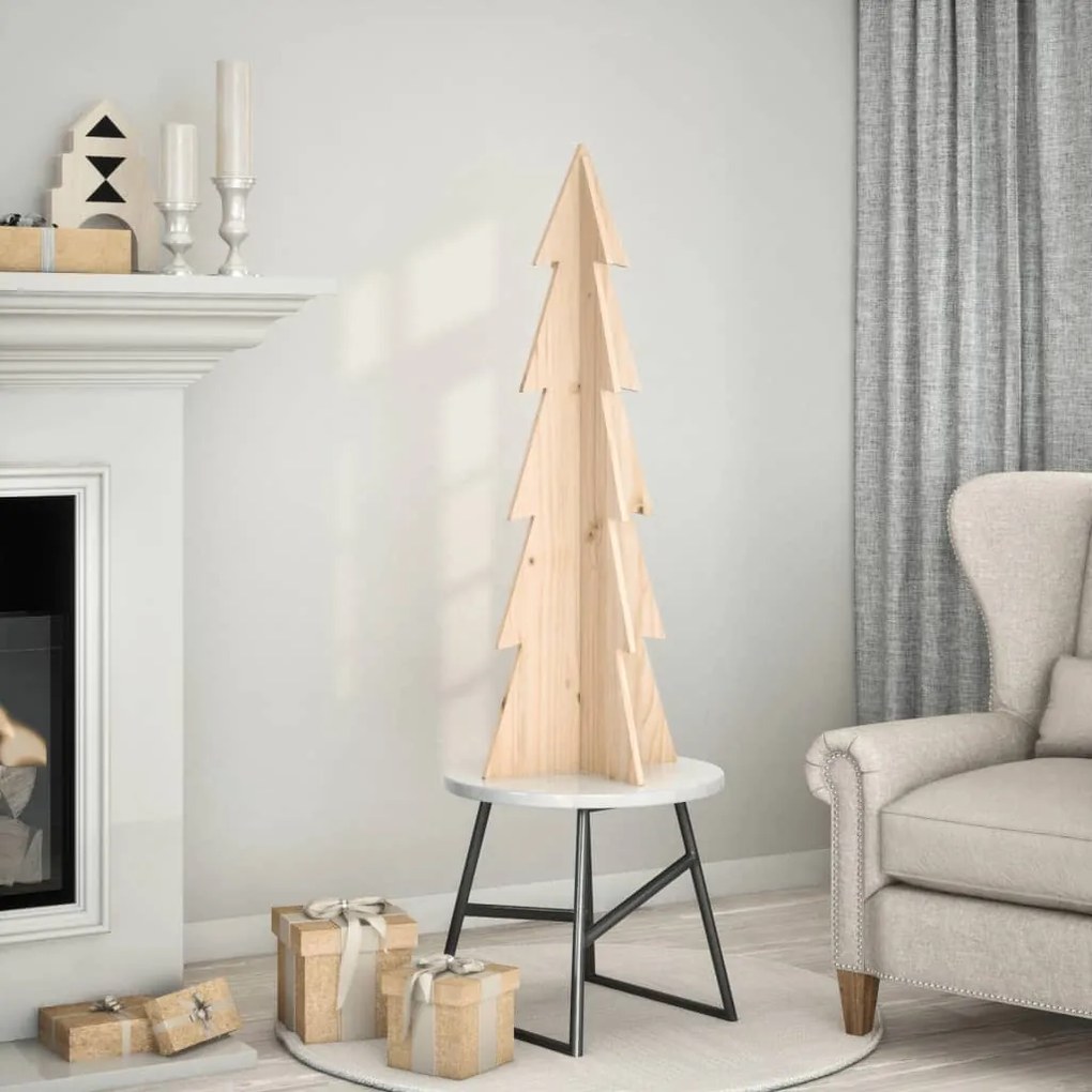 Árvore de Natal decorativa 112 cm madeira de pinho maciça