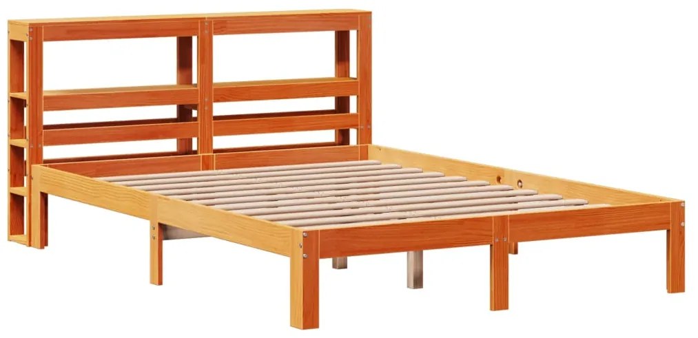 Cama sem colchão 135x190 cm madeira pinho maciça castanho-mel