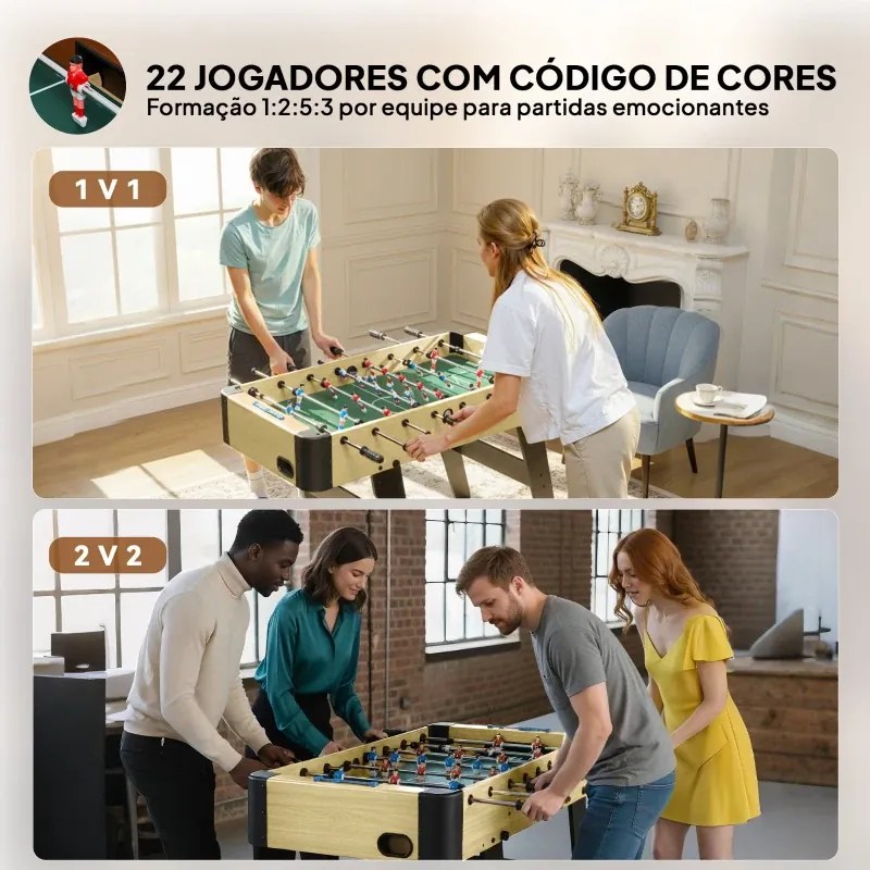 Matraquilhos para Crianças Dobrável 118x107,5x78 cm com 2 Marcadores 8 Pegas 22 Jogadores 8 Barras e 2 Bolas Madeira