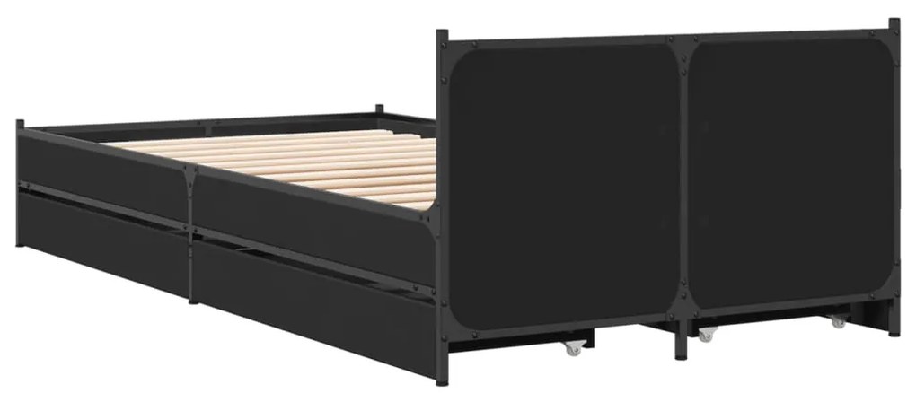 Estrutura cama c/ gavetas 75x190 cm derivados de madeira preto