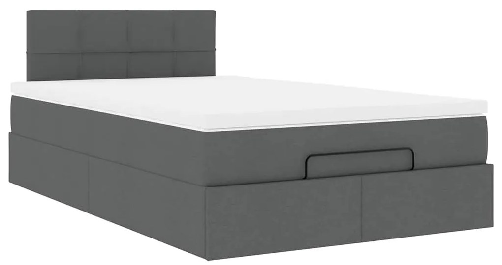 Cama otomana com colchão 120x200 cm tecido cinzento escuro