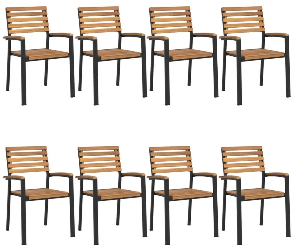 Conj. jantar p/ jardim 9 pcs madeira de acácia maciça e metal