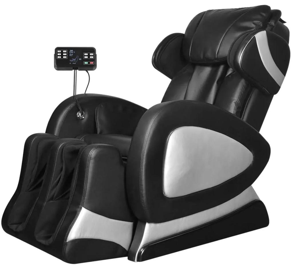 244301 vidaXL Cadeira de massagens com ecrã couro artificial preto