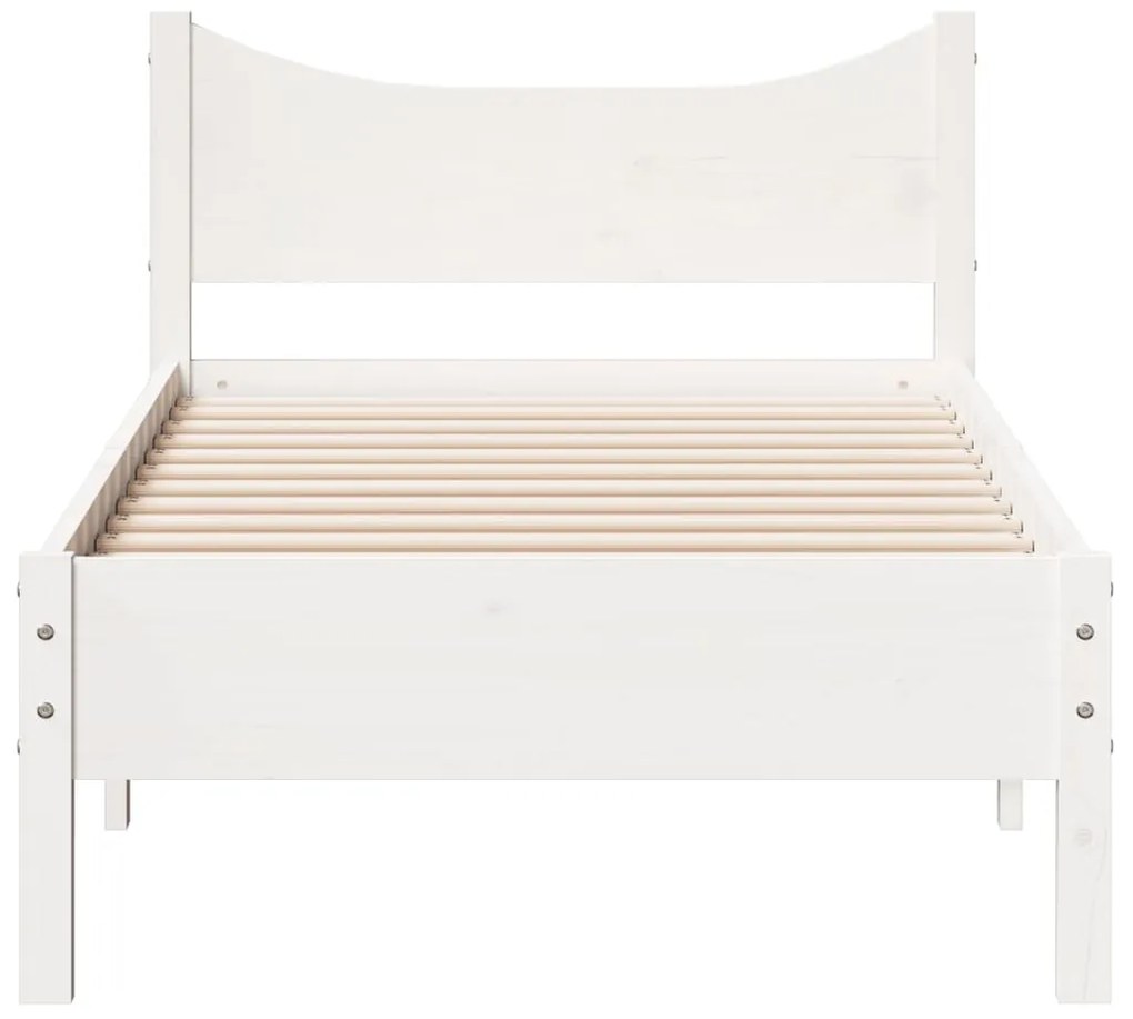 Cama sem colchão 90x200 cm madeira de pinho maciça branco