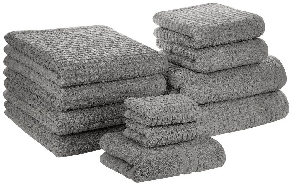 Conjunto de 11 toalhas cinzentas de algodão ATAI Beliani