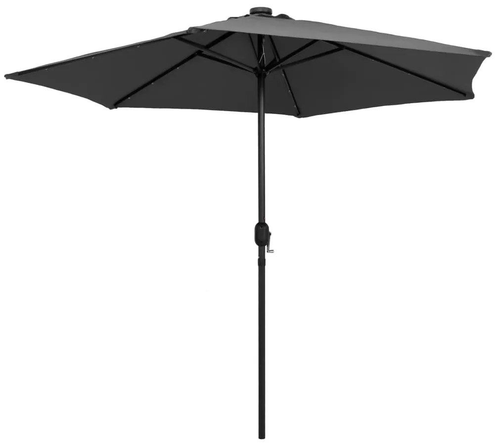 Guarda-sol jardim c/ luzes LED/poste alumínio 270 cm antracite