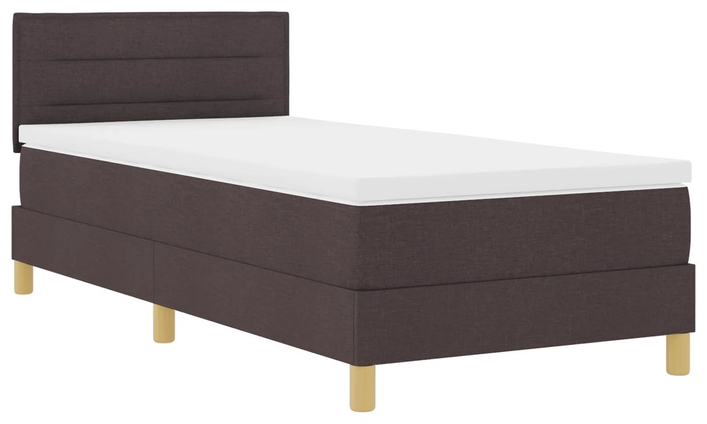 Cama Box Spring com Colchão Castanho Escuro 80x200 cm Tecido