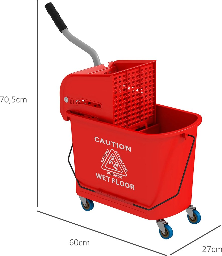 Balde de Limpeza 20L com Rodas e Espremedor Balde para Esfregona com S