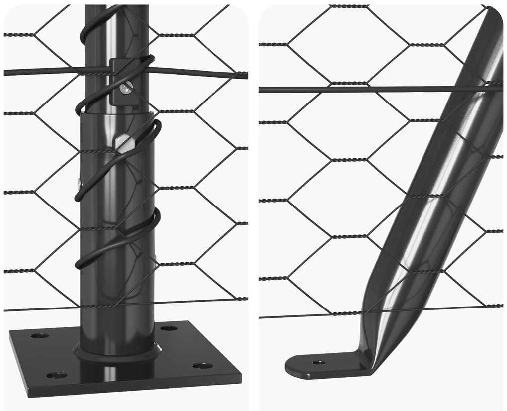 Cerca Hexagonal vidaXL Cinza 0.4x100 m Aço, Postes de Cerca vidaXL com