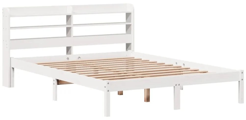 Cama sem colchão 150x200 cm madeira de pinho maciça branco