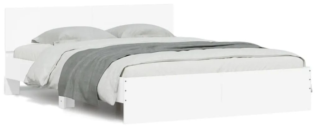 vidaXL Estrutura de cama c/ cabeceira e luzes LED 150x200 cm branco